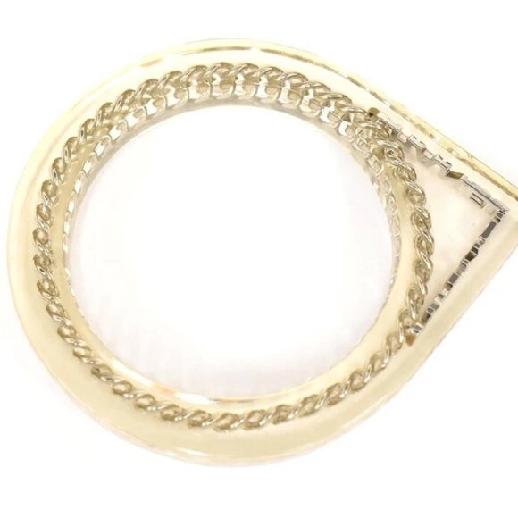 CHANEL Logos Clear Lucite Chain Bangle Bracelet 7.5" Gold Tone 97P Auth #10989 - Picture 1 of 16